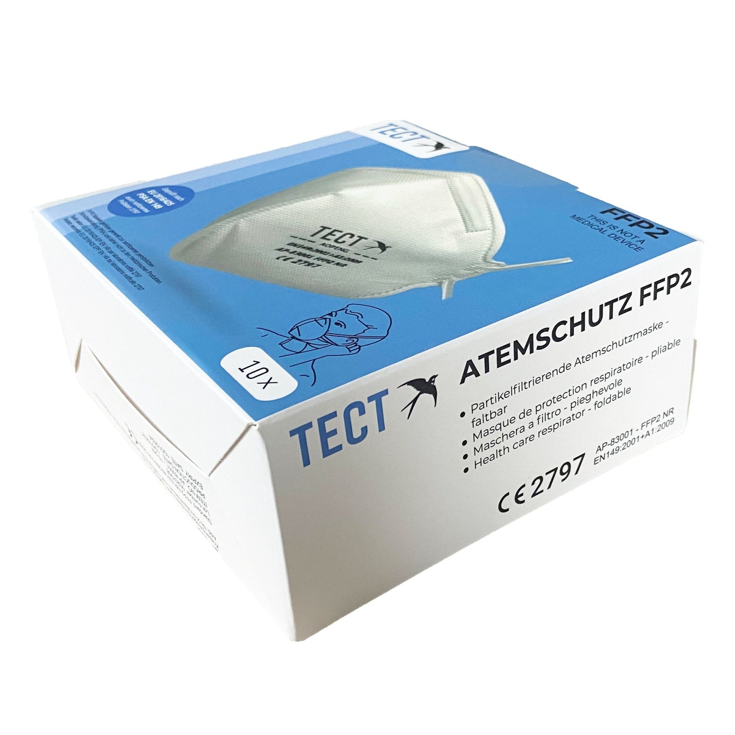ATEMSCHUTZ FFP2, faltbar, ohne Ventil - 10er Box